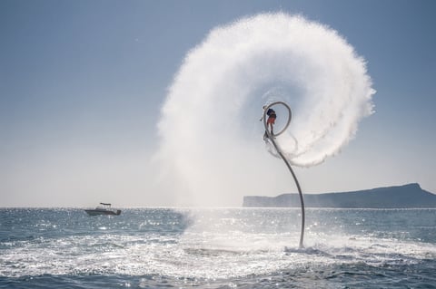 Flyboarding sea mountains