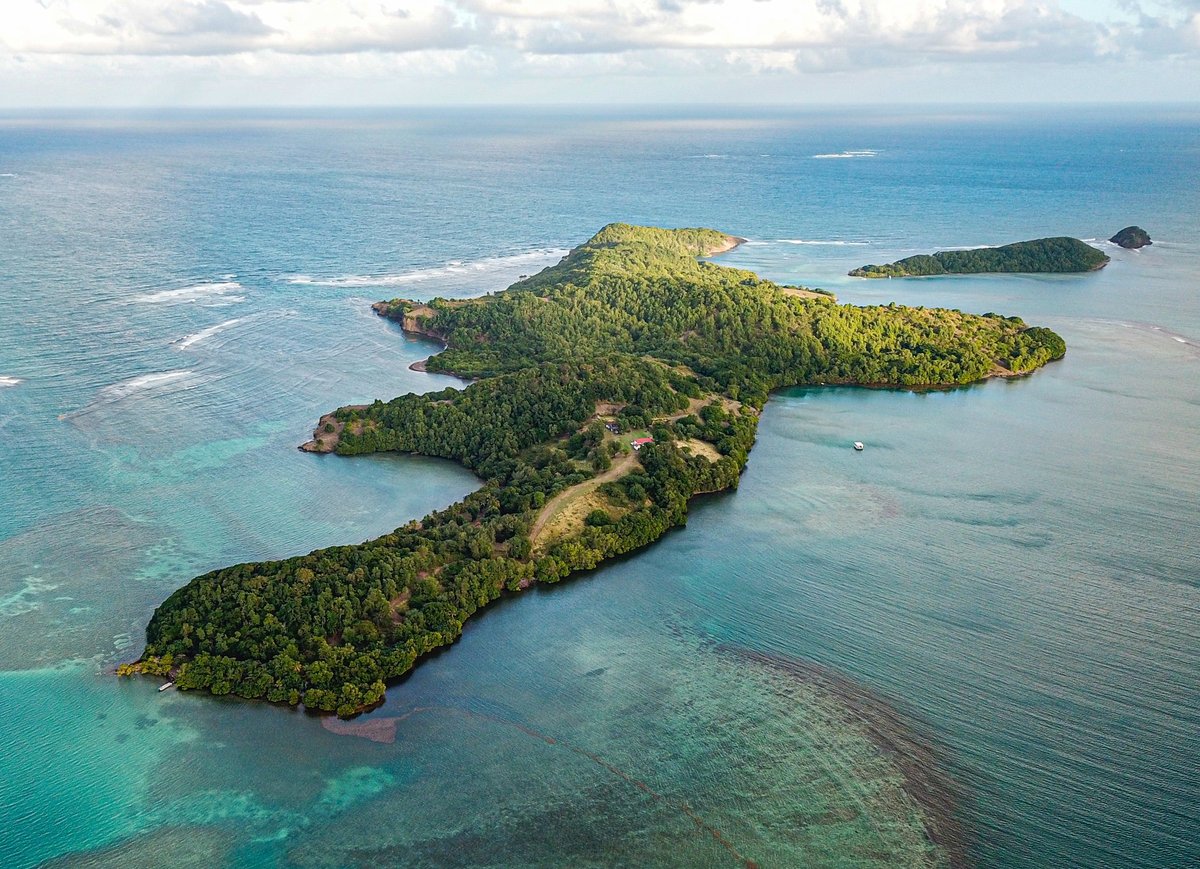 Martinique Caribbean island with lush vegetation and waters