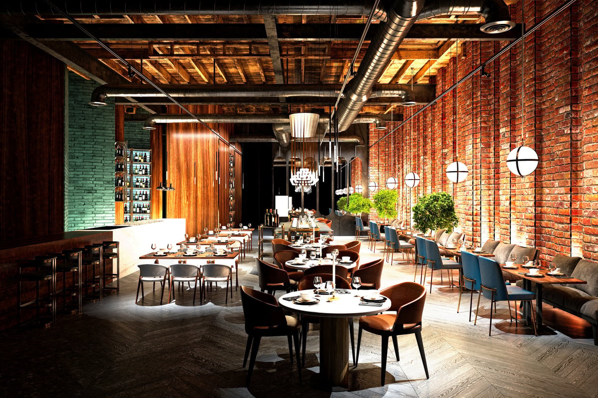 3d render of vintage cafe restaurant