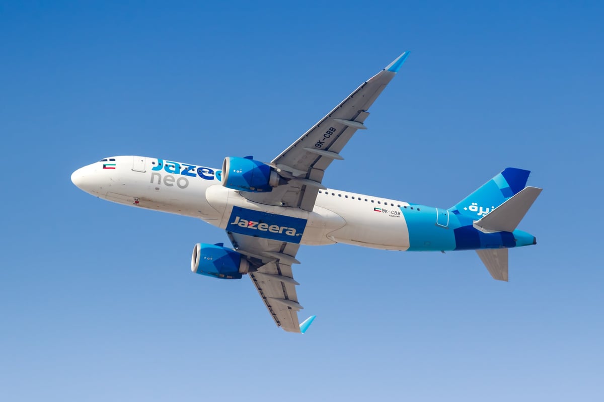 Dubai, United Arab Emirates - May 22, 2021: Jazeera Airways Airbus A320neo airplane at Dubai airport (DXB) in the United Arab Emirates.