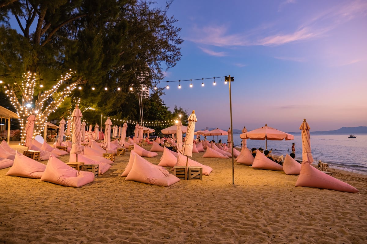Tropical beach during sunset with luxury coastal atmosphere