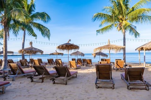 Beach chairs on the beach in Na Jomtien Beach Pattaya