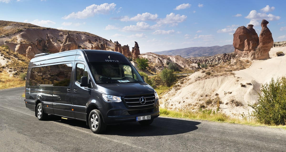 Black passenger Mercedes-Benz Sprinter minibus in Turkey