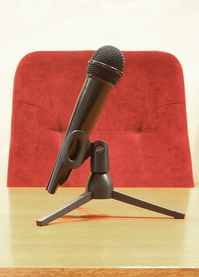 Comedy club microphone and seating