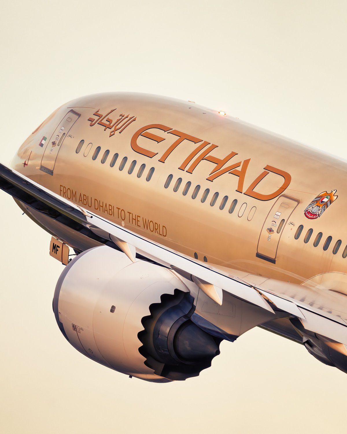 Etihad Airways Boeing 787 departing from Amsterdam Schiphol Airport.

Date: Nov 28, 2021