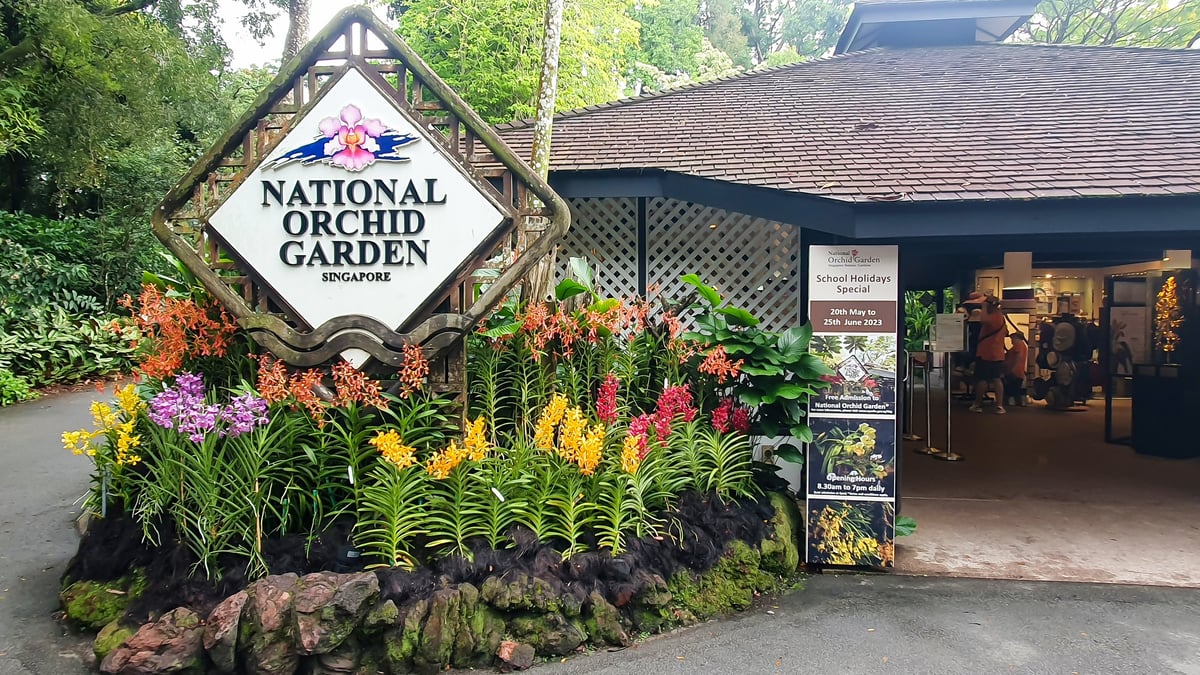 National Orchid Garden Sign and Main Entrance at Singapore Botanic Gardens