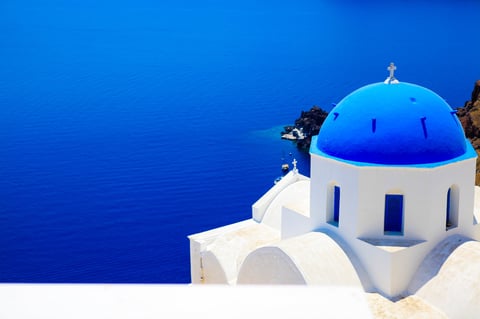 Santorini Greece caldera blue domes