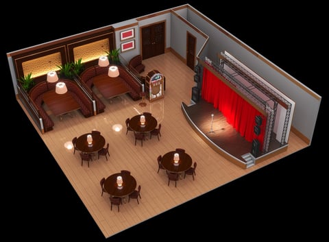 Restaurant stage interior illustration
