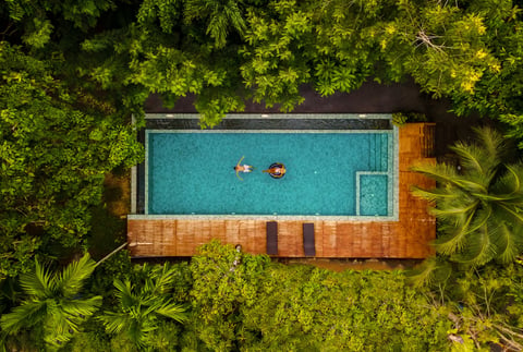 Bali luxury villa with infinity pool and tropical jungle