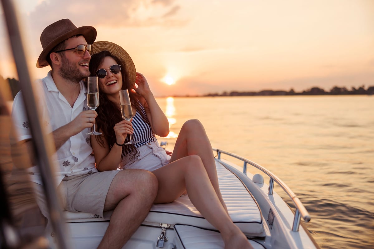 Luxury yacht sailing the Mediterranean at sunset, European summer