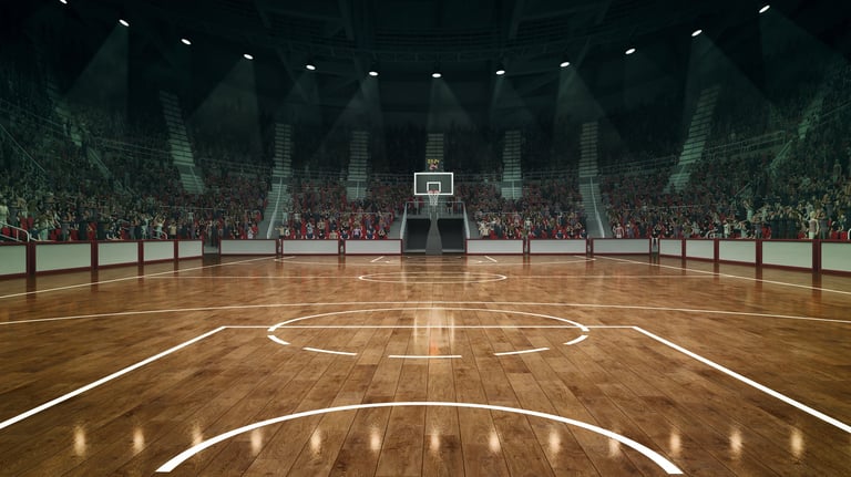 Basketball arena with lights