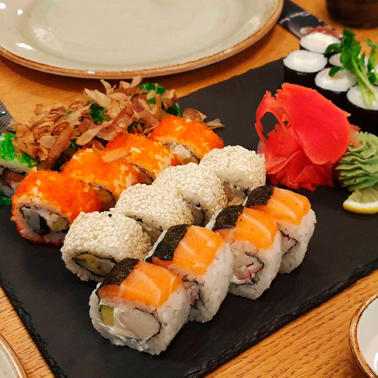 sushi in a restaurant