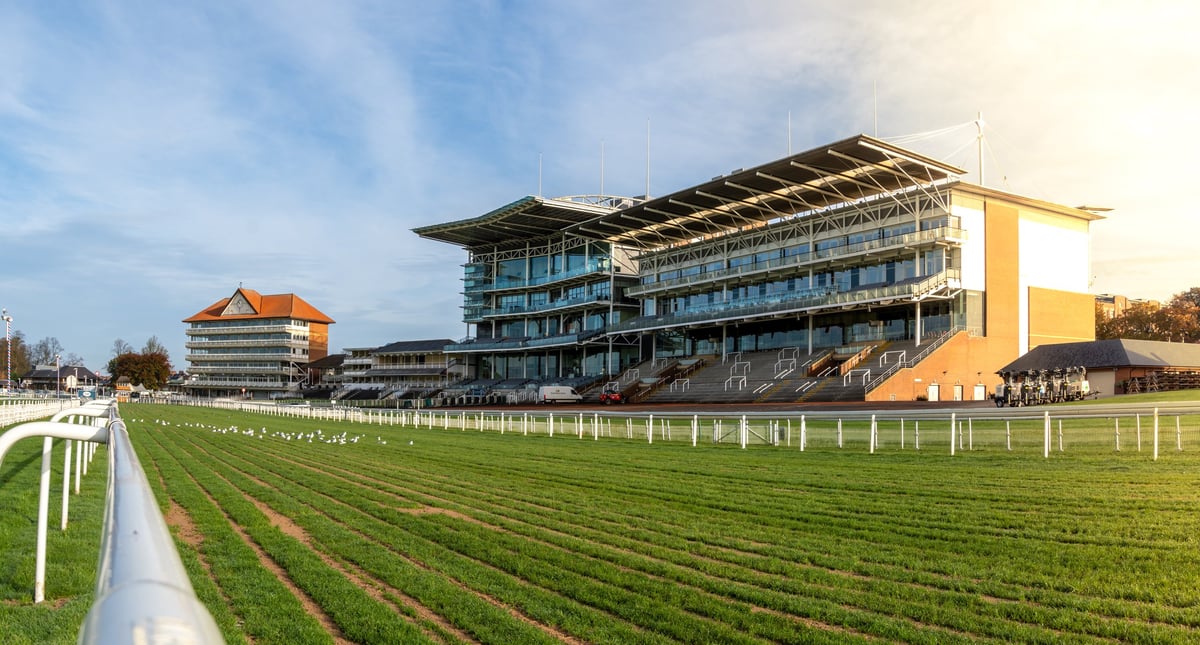 York Racecourse grandstand and track with winning post