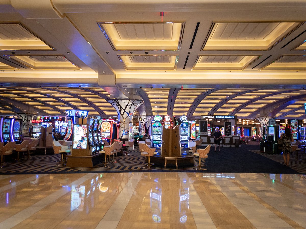 Slot machines in the casino of Resorts World Las Vegas, newest luxurious casino on the Strip