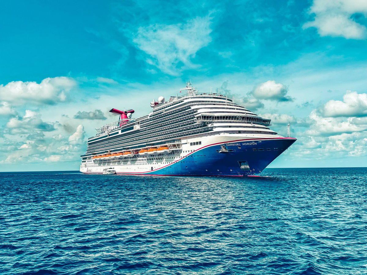 Cruise ships anchored off the shores of Cozumel, Mexico