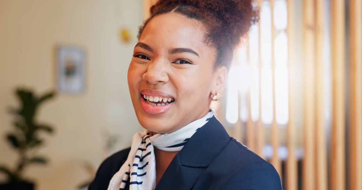 Woman at reception desk