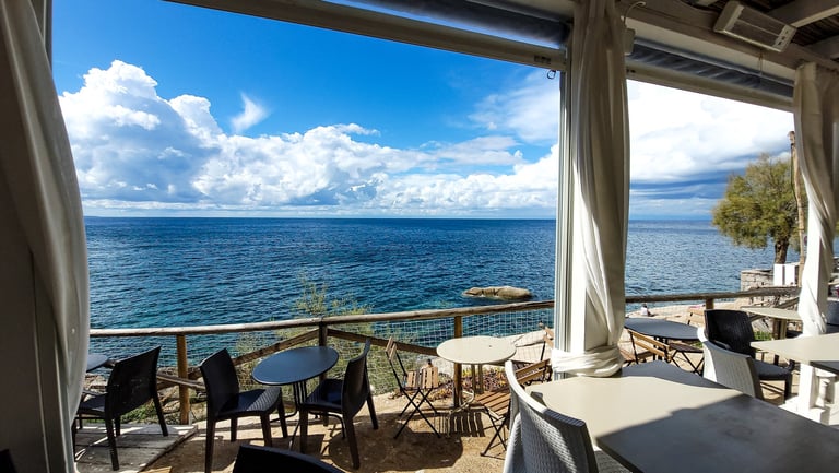 Barcelona Mediterranean restaurant terrace with sea view