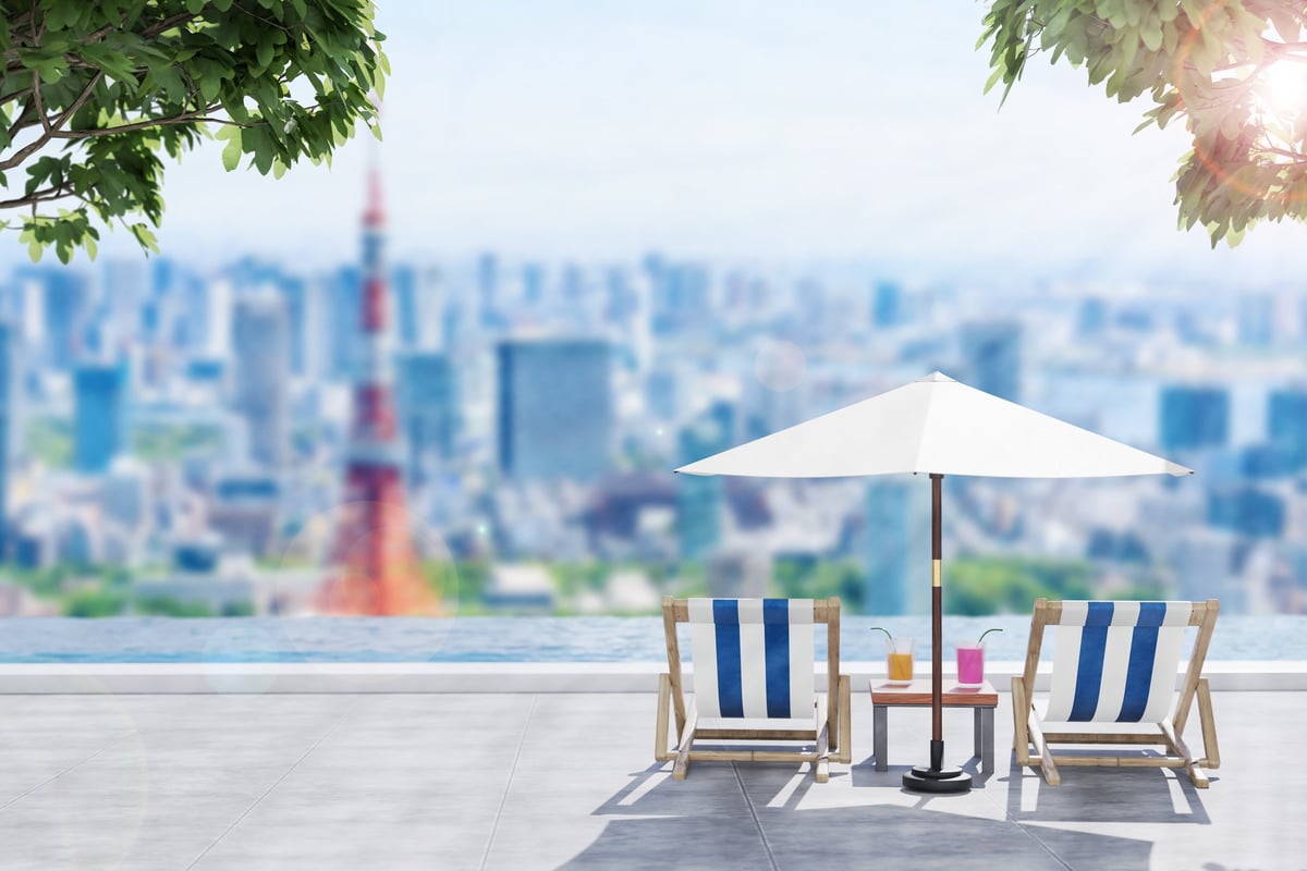 CG image of luxury mountain resort view