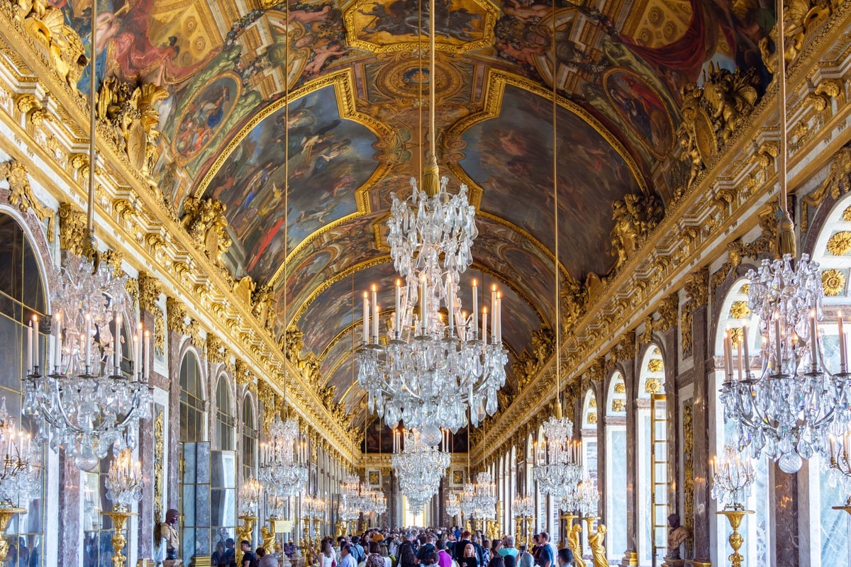 Hall of Mirrors in Versailles palace Paris France