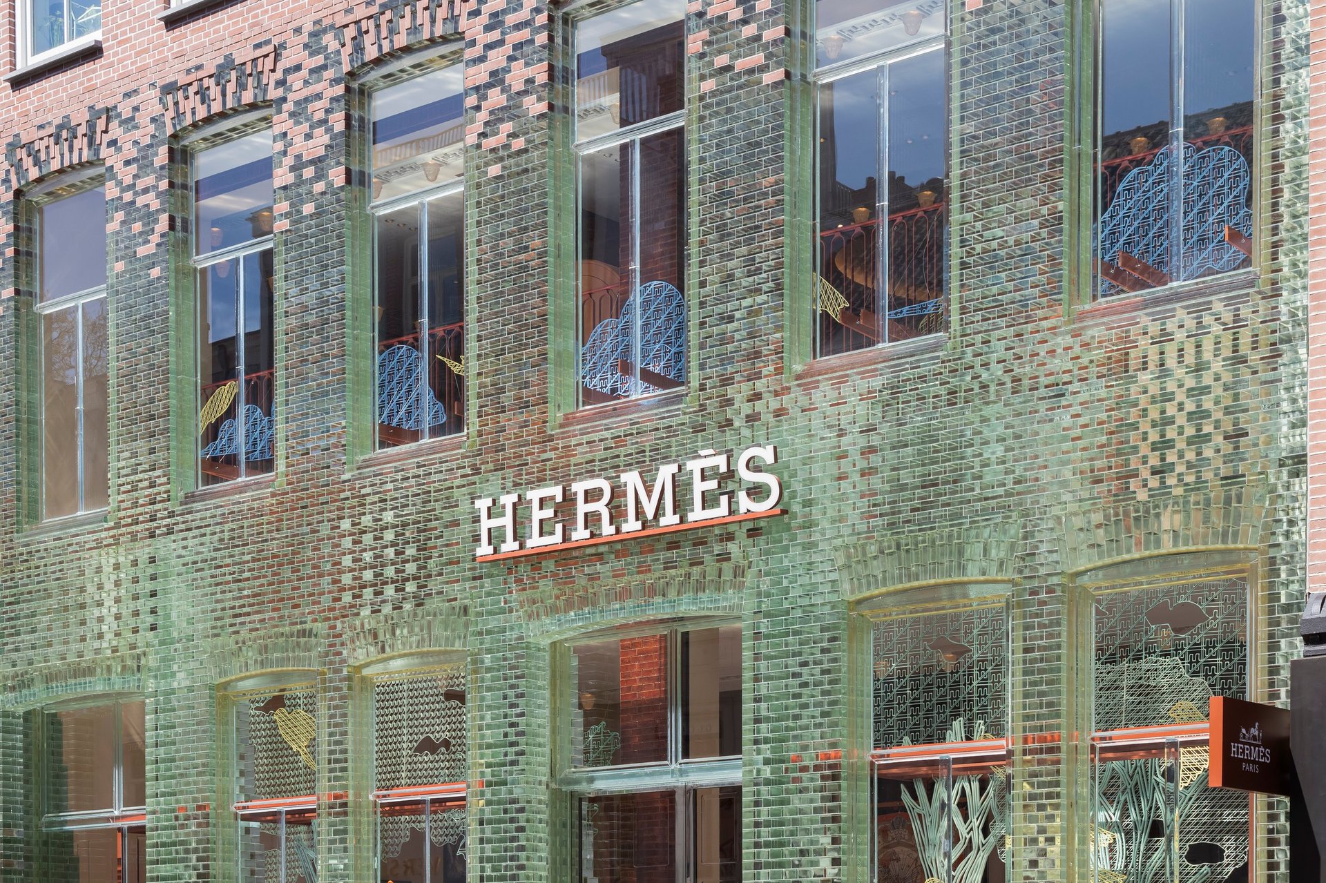 Luxury fashion house Hermès on an exclusive shopping street