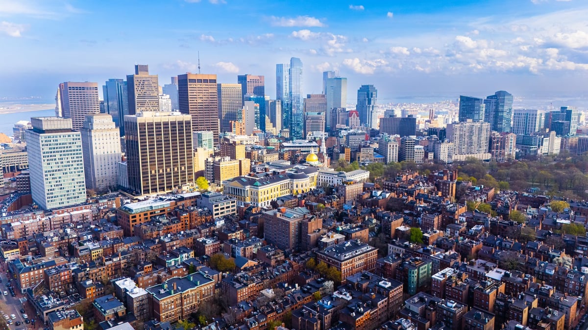 Toronto skyline with CN Tower and Lake Ontario