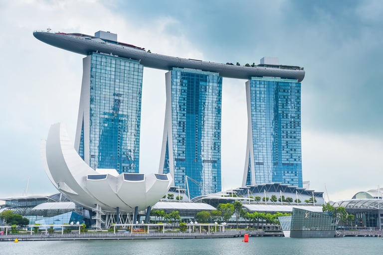 Iconic Marina Bay Sands hotel and ArtScience Museum