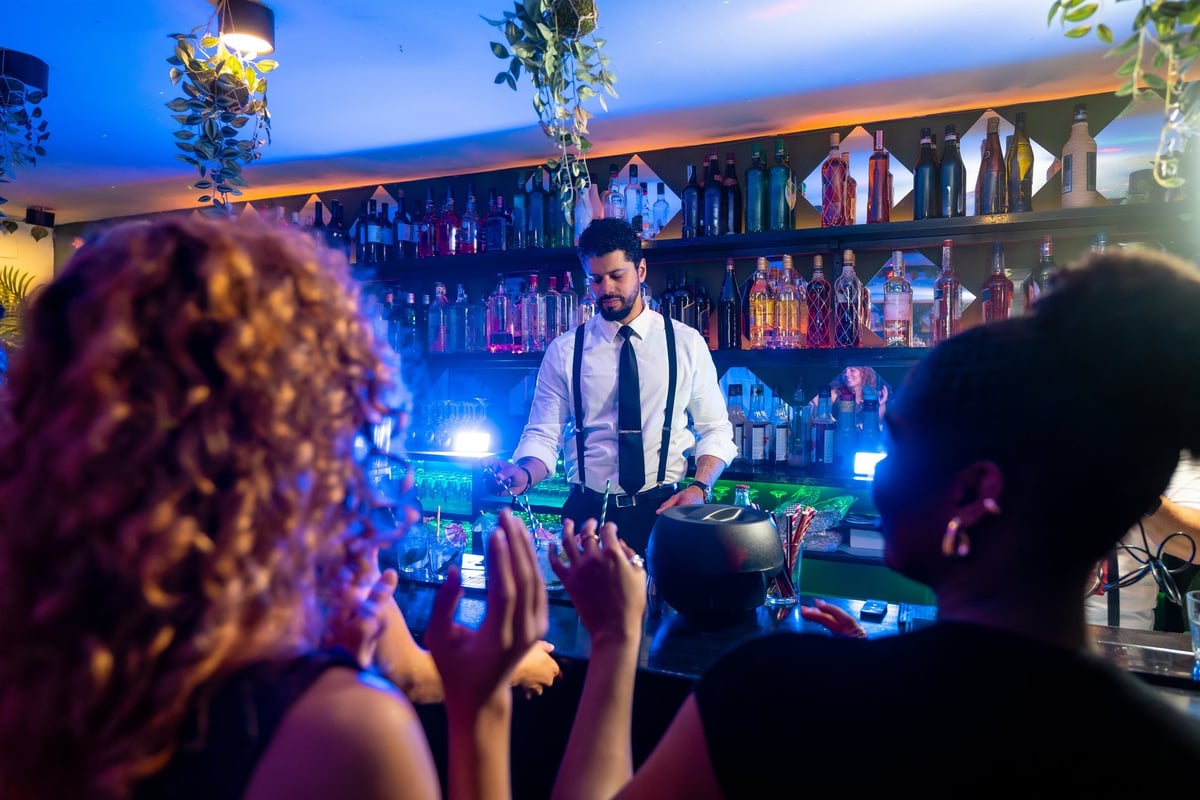 Bartender preparing cocktails at an exclusive bar