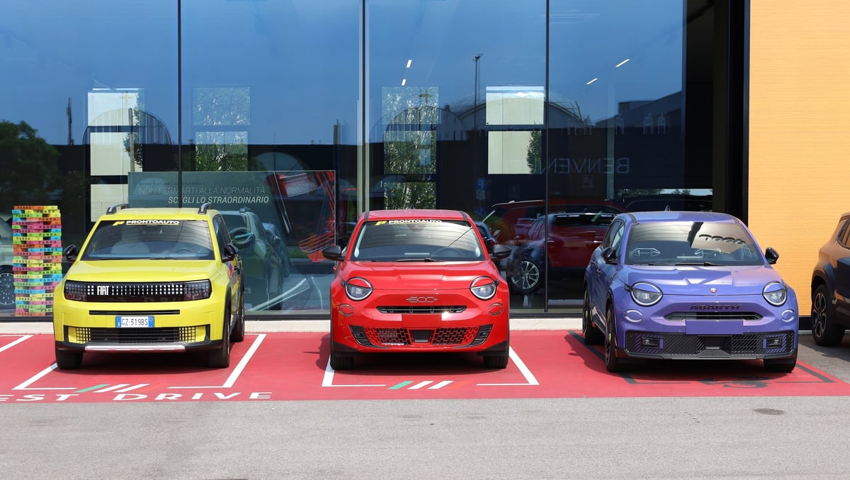 New Fiat 600 and Fiat Grande Panda cars on display