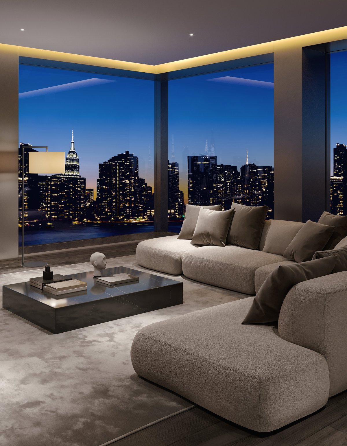 Elegant Parisian penthouse living room
