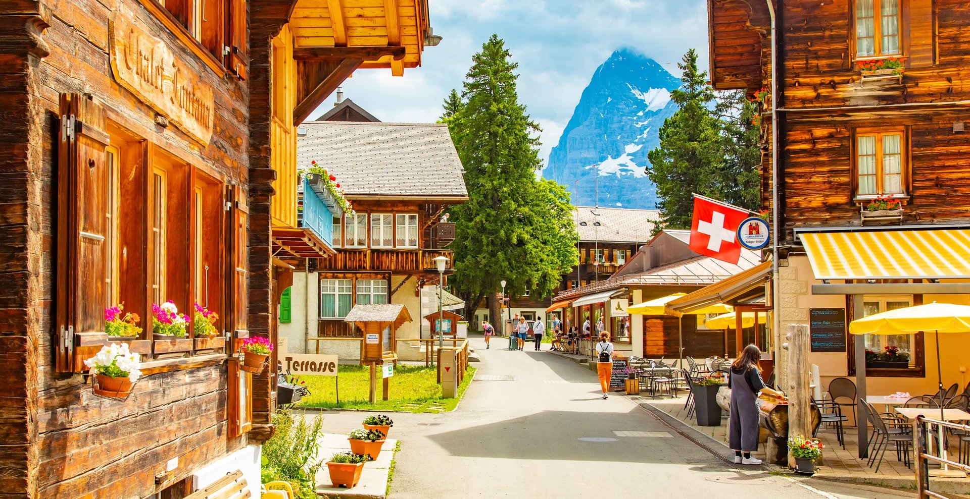 Scenic view of Mürren village in Swiss Alps