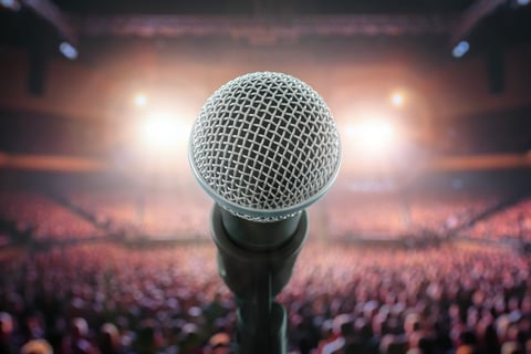 Microphone on stage in theater or concert hall music festival