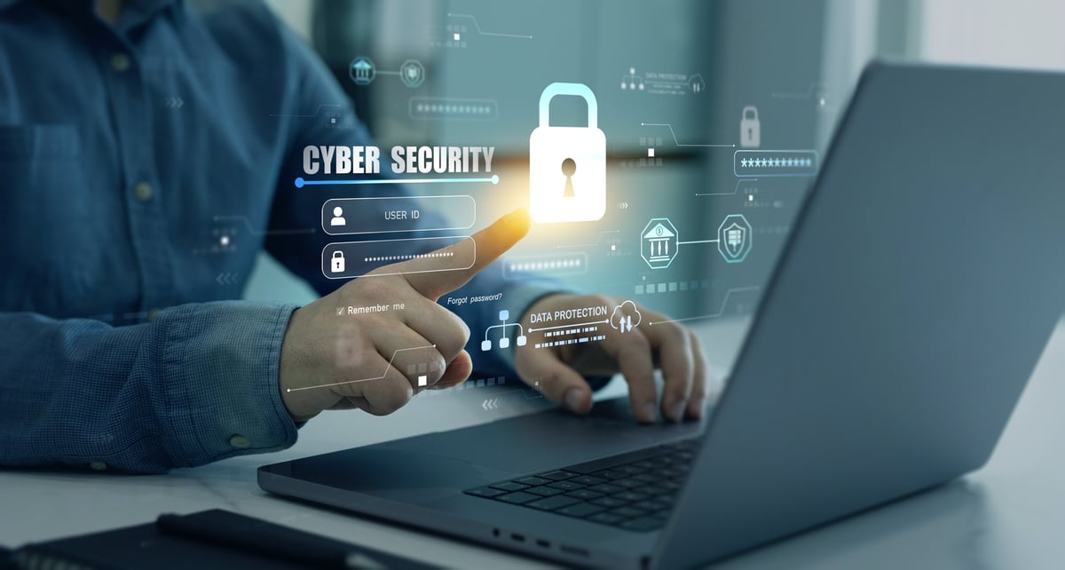 Cybersecurity protection concept with data security visualization