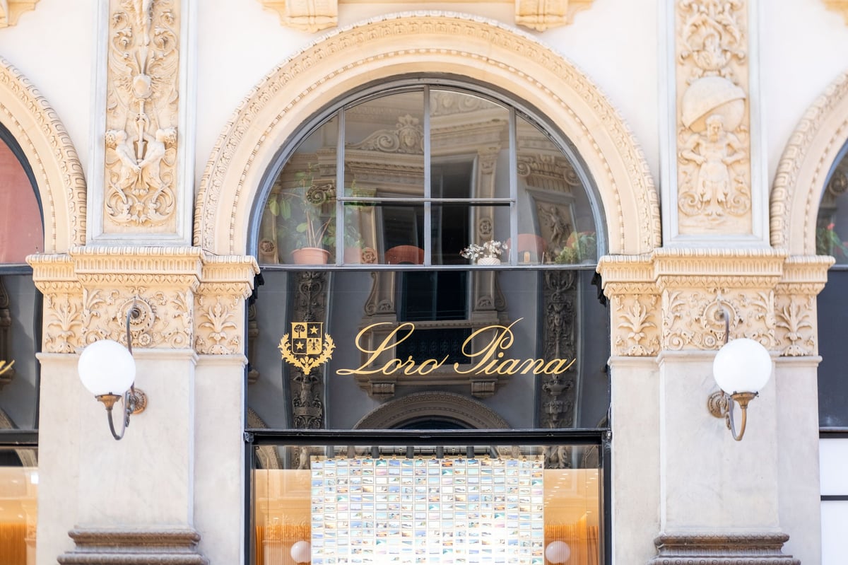 Luxury boutique store front in Milan window display designer fashion