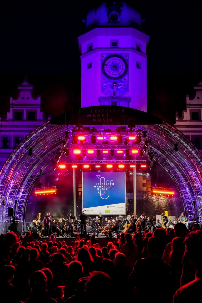 Outdoor music event at historic venue