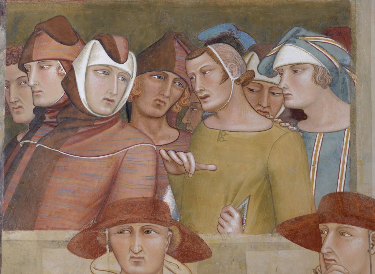 Ancient fresco painting of Pope in Siena basilica