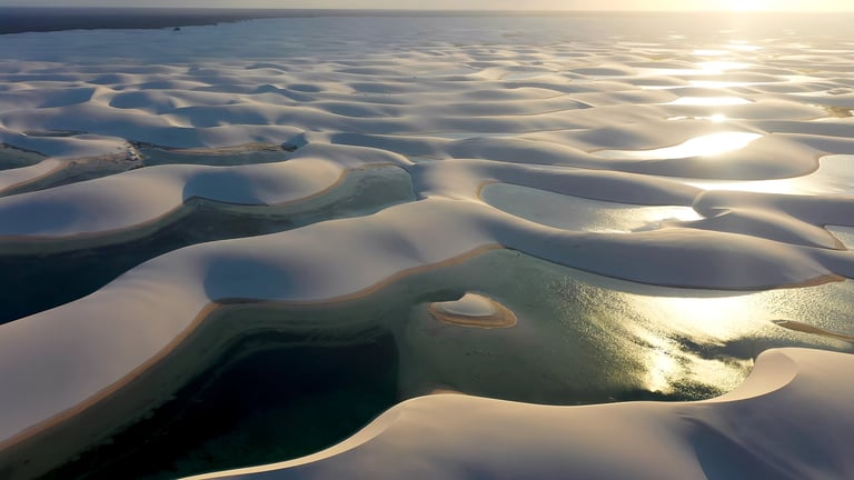 Sunset at sand dunes and lagoons in Comporta