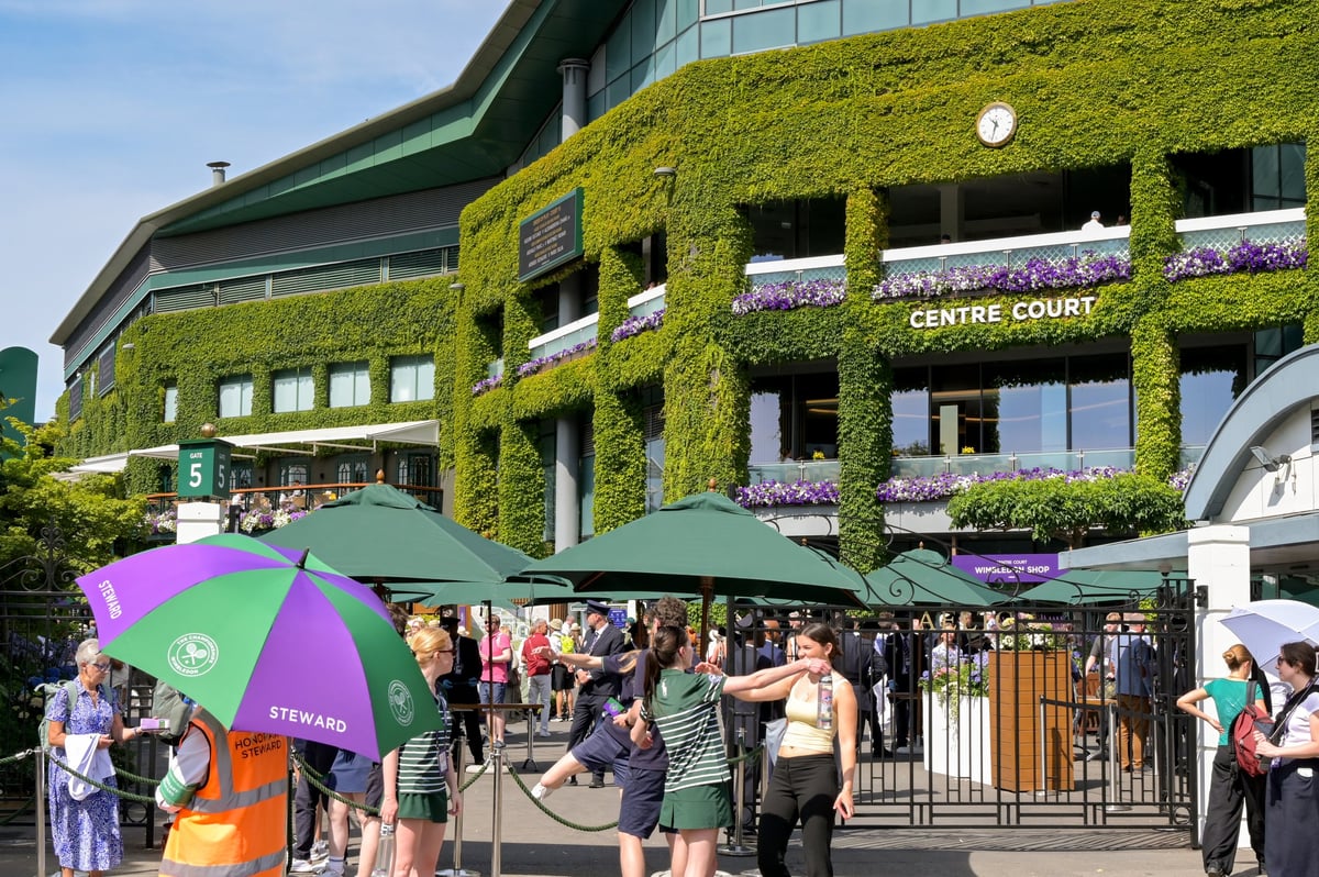 Exterior view of the Centre Court building at the All England Lawn Tennis and Croquet Club