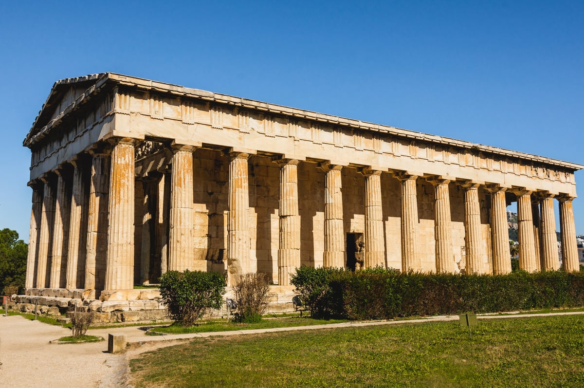 Ancient marble temple with classical architecture