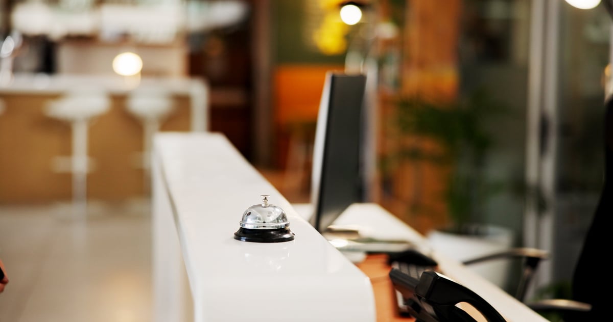 Bell hotel front desk for room service accommodation alarm buzzer at reception