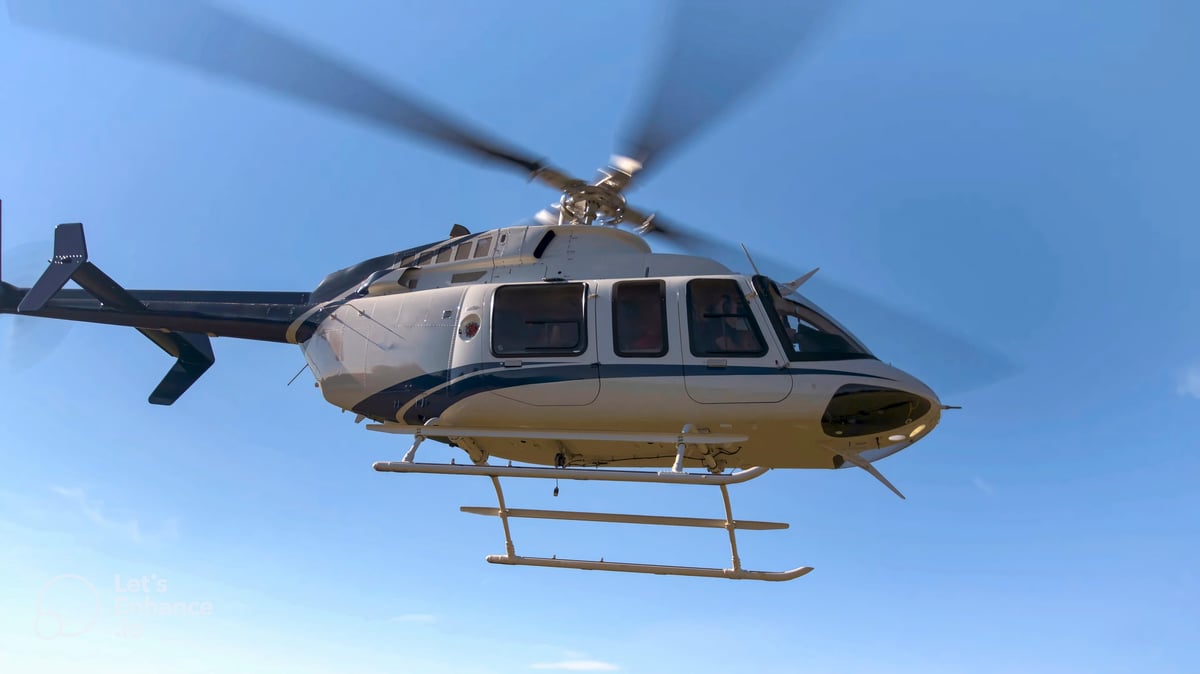 View of a small private helicopter taking off to transport tourists for recreation