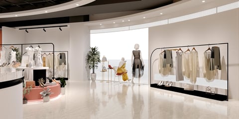 Modern Retail Store Interior, Shopping Mall. 3D Render