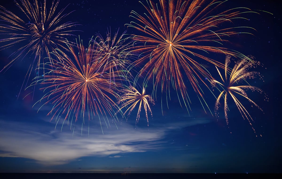 Stunning fireworks illuminate the night sky over Sydney Harbour, symbolizing celebration and the excitement of welcoming the New Year