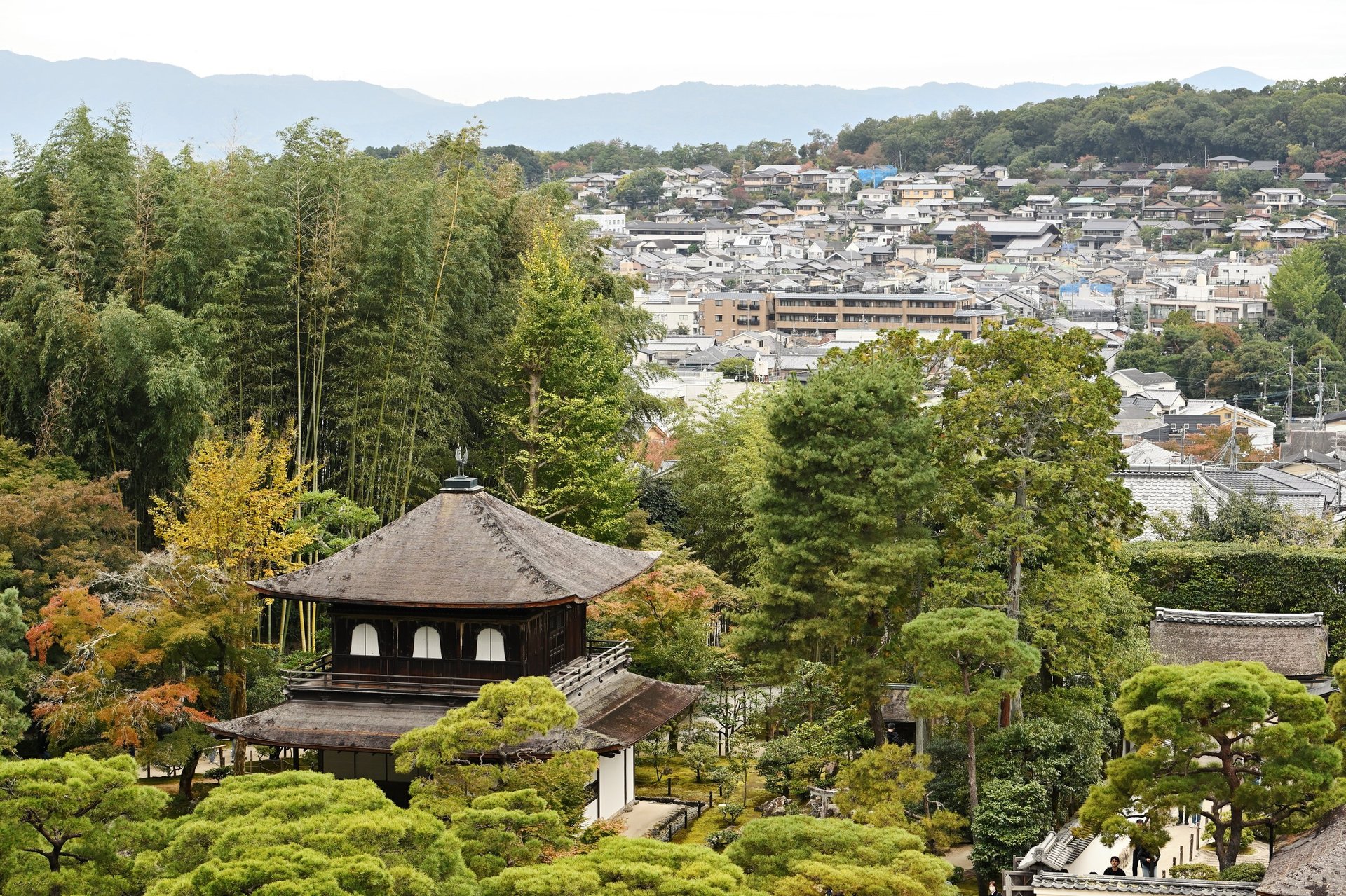 Kyoto cityscape seen from Ginkakuji gardens, Japan