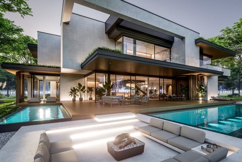 Luxury party villa with infinity pool and entertainment terrace