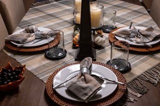 A dinner table set up for a special meal