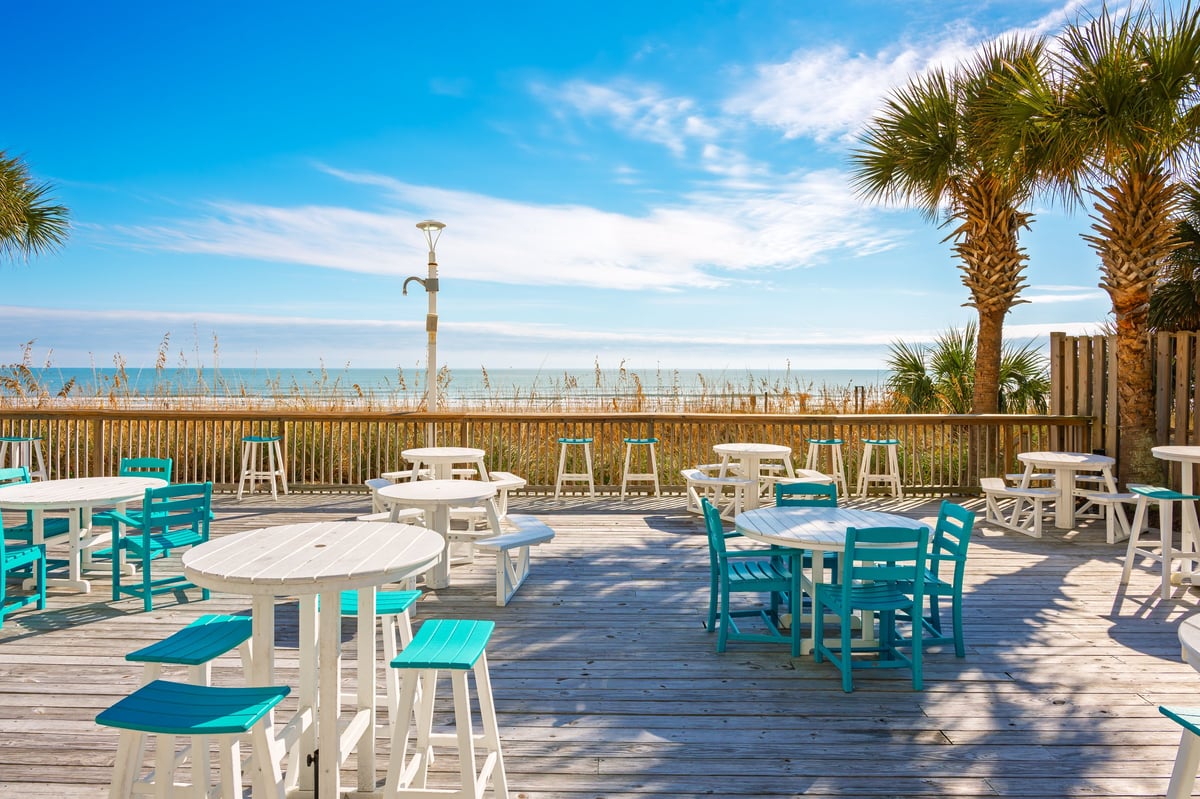 Beachfront outdoor cafe along the coast