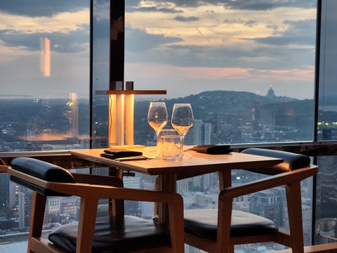 Luxury rooftop restaurant with city views
