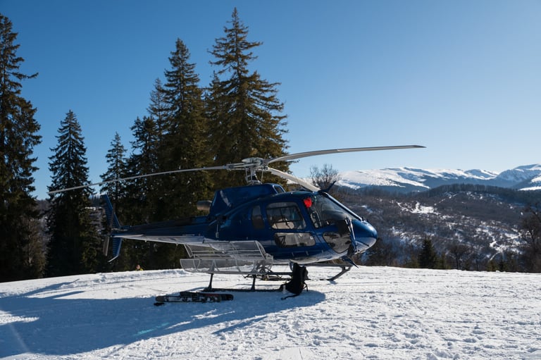 Mike Wiegele Heli-Skiing helicopter snowy mountain