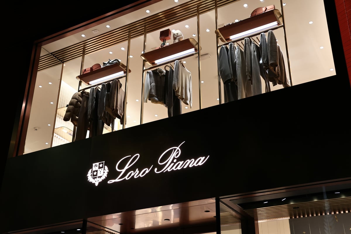 Loro Piana luxury fashion boutique by night on Rodeo Drive Beverly Hills