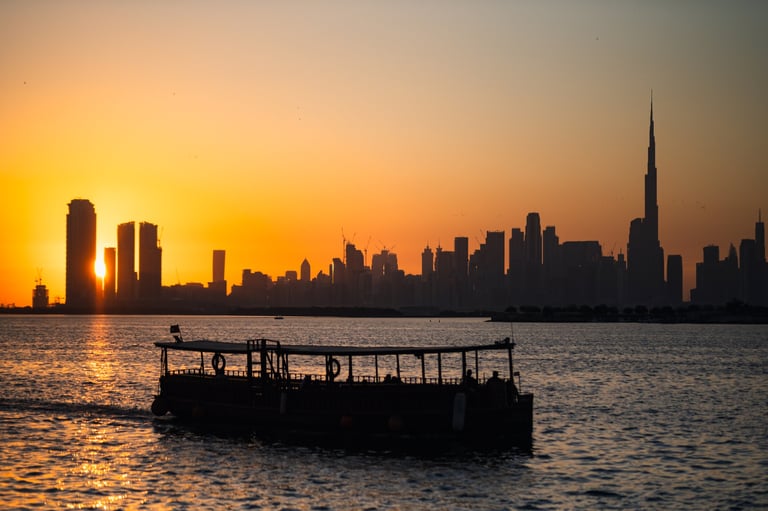 Dubai luxury skyline at golden hour